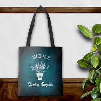 Tote Bag Joli fourre-tout personnalisé Aqua & Floral