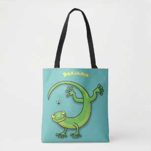 Tote Bag Joli gecko vert salutations avec dessin animé