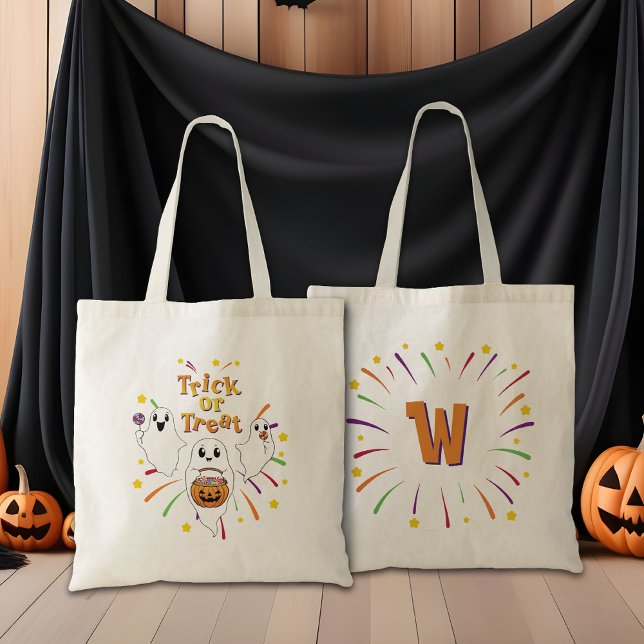 Tote Bag Joli Ghosts Halloween Cartoon Trick ou Treat (Créateur téléchargé)