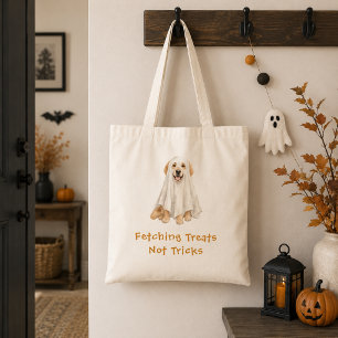 Tote Bag Joli Golden Retriever Halloween Fantôme Tours Trai