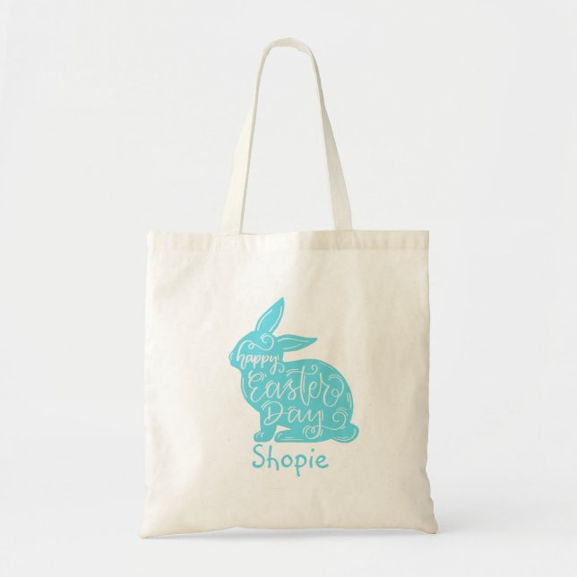 Tote Bag Joli Grotte de Pâques Chasse Oeufs Bleu (Devant)