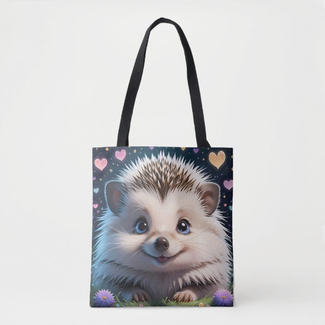 Tote Bag Joli Hérisson aux grands yeux bleus (Devant)