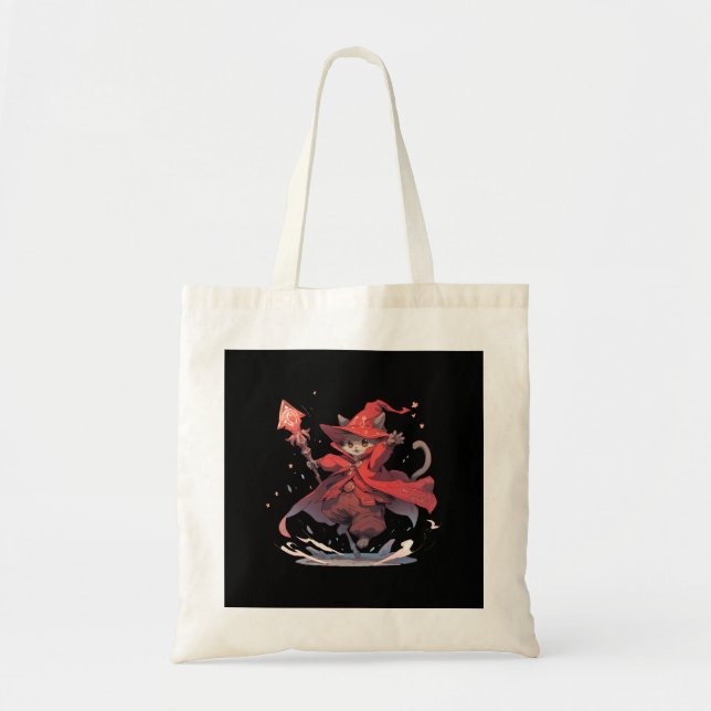 Tote Bag Joli Héros Chat Mage Rouge (Devant)