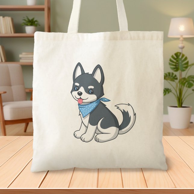 Tote Bag Joli Husky Dessin Animé Chien (Créateur téléchargé)