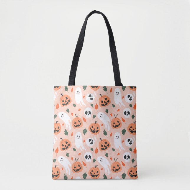 Tote Bag Joli Jack-O-Lanterne et Motif fantôme (Devant)