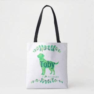 Tote Bag Joli Labrador Vert Pastel   Nom et Photo Personnal