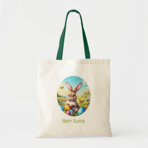 Tote Bag Joli lapin de Pâques dans le paysage.
