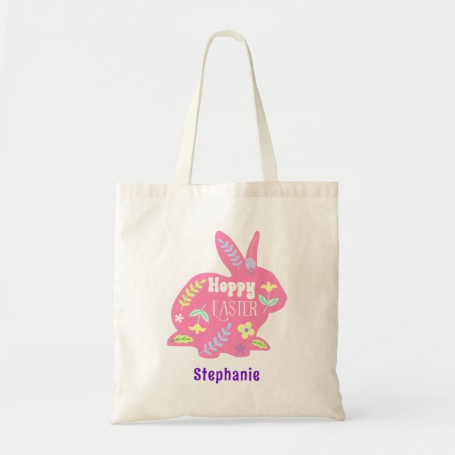 Tote Bag Joli lapin de Pâques Floral (Devant)