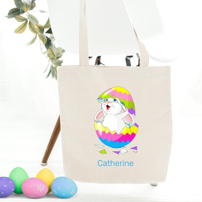 Tote Bag Joli Lapin De Pâques Rompant De L'Oeuf Personnalis (Créateur téléchargé)