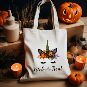 Tote Bag Joli licorne verte Halloween Trick or Treat