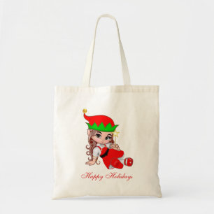 Tote Bag Joli lutin de Noël fée & Texte modifiable