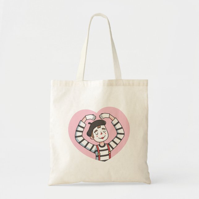 Tote Bag Joli Mime Amour Coeur Pose Doodle (Devant)