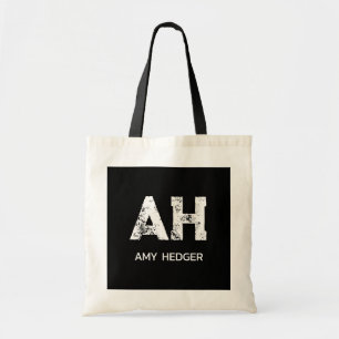 TOTE BAG JOLI MONOGRAMME À DEUX LETTRES BLANC NOM NATUREL N