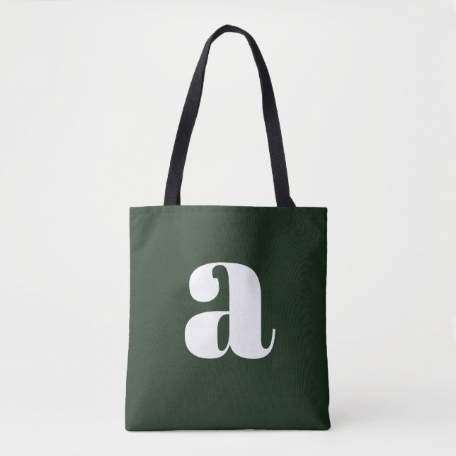 Tote Bag Joli monogramme blanc pastel vert lettrage rétro  (Devant)