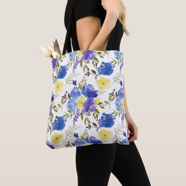 Tote Bag Joli Monogramme Floral Printemps Bébé couche (De près)