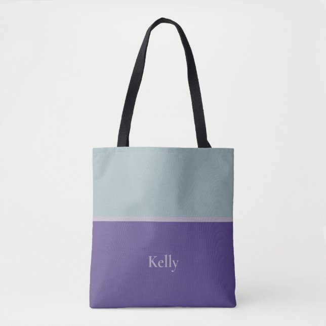 Tote Bag Joli Monogramme moderne Nom Bleu pourpre Élégant (Devant)