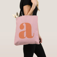 Joli monogramme rose pastel orange lettrage rétro