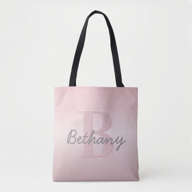 Tote Bag Joli Monogramme rose personnalisable et votre nom  (Devant)