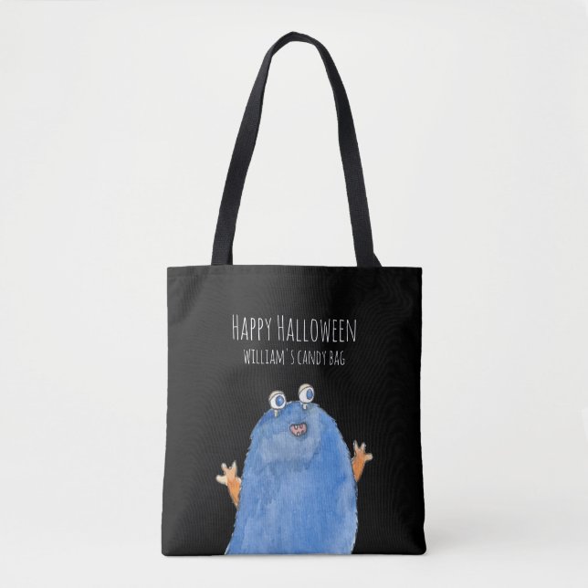 Tote Bag Joli Monster Candy Monogram Custom Halloween Fourr (Devant)
