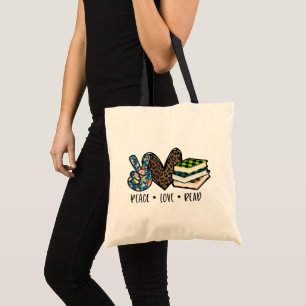Tote Bag Joli mot d'art de paix d'amour de lecture