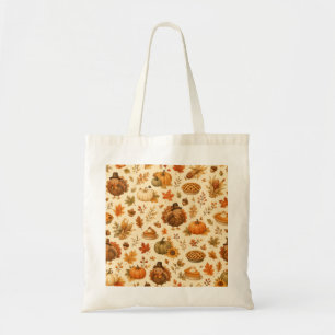 Tote Bag Joli motif aquarelle de Thanksgiving avec des dind