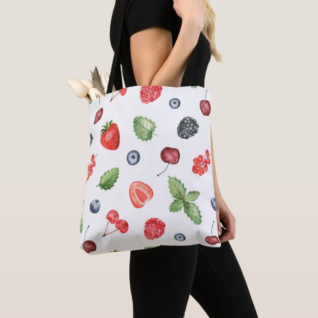 Tote Bag Joli Motif Berry aquarelle (De près)