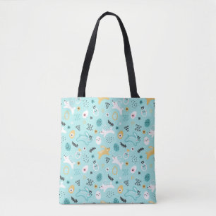 Tote Bag Joli motif de lapin de Pâques Lapins kawaii œufs