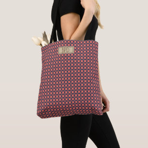 Tote Bag Joli motif de monogramme moderne tendance corail b
