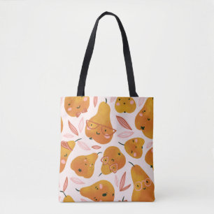 Tote Bag Joli motif d'été aux poires orange.