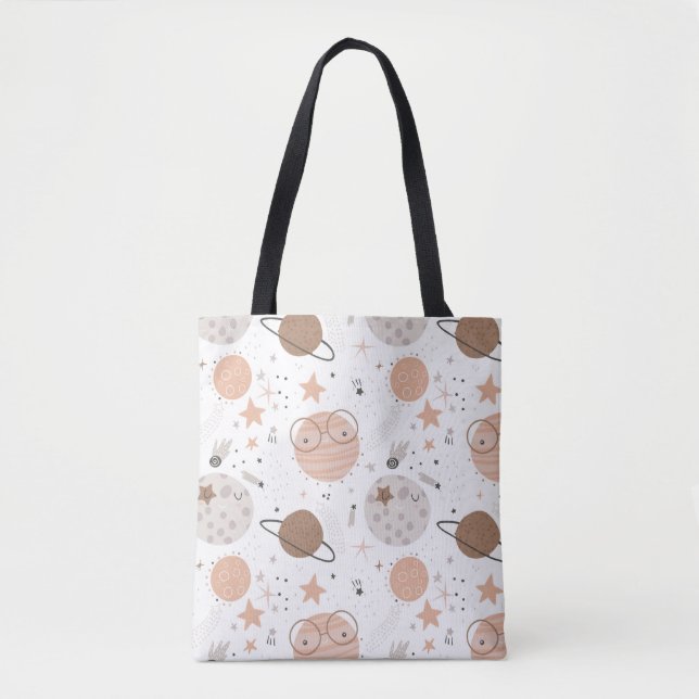 Tote Bag Joli Motif Doodle Planet (Devant)
