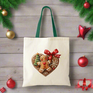 Tote Bag Joli Noël Cookies Donut Coeur Rouge