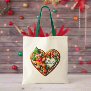 Tote Bag Joli Noël Gingerbread Homme Coeur
