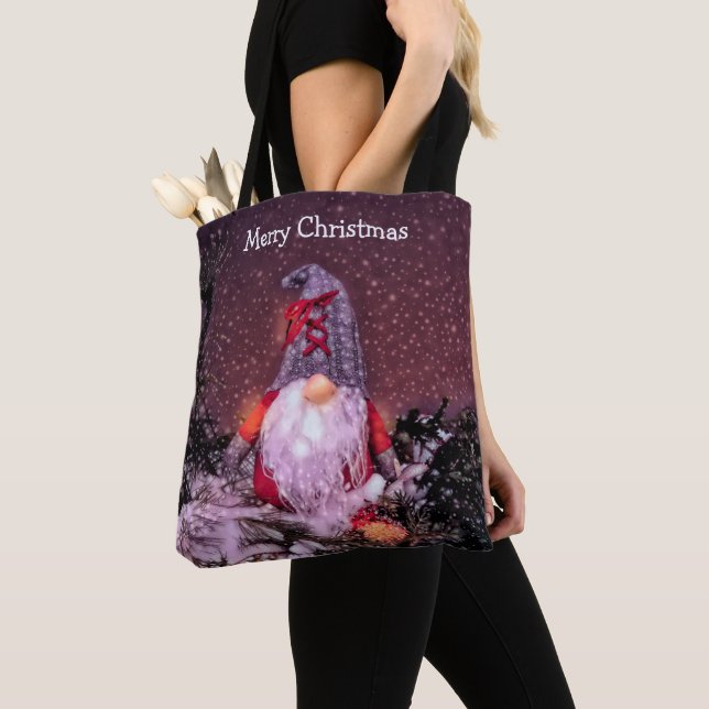 Tote Bag Joli Noël Gnome Arbre de Noël (De près)