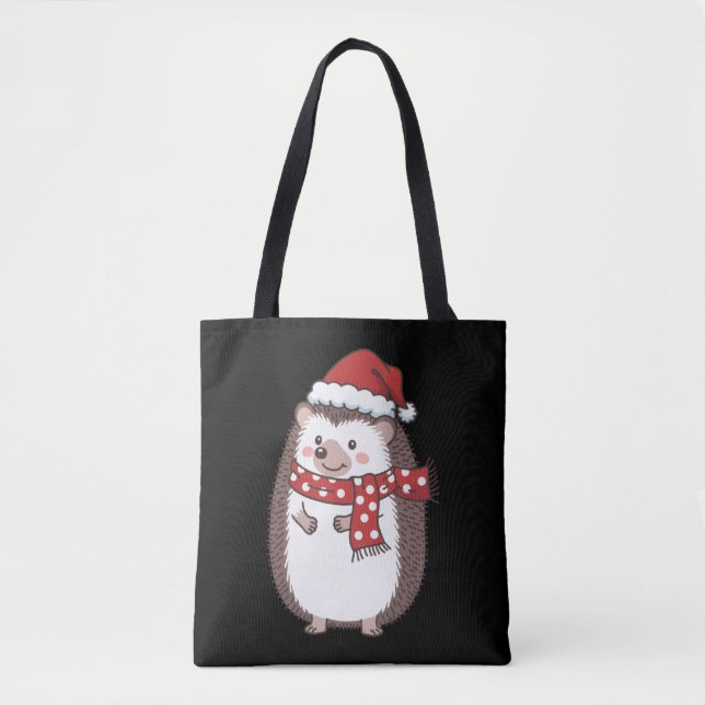 Tote Bag Joli Noël Hérisson Vacances (Devant)