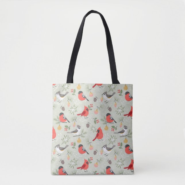 Tote Bag Joli Noël Oiseau Motif Design de vacances (Devant)