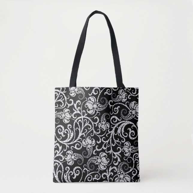 Tote Bag Joli noir dalmate fleurs arrière - plan design lum (Devant)