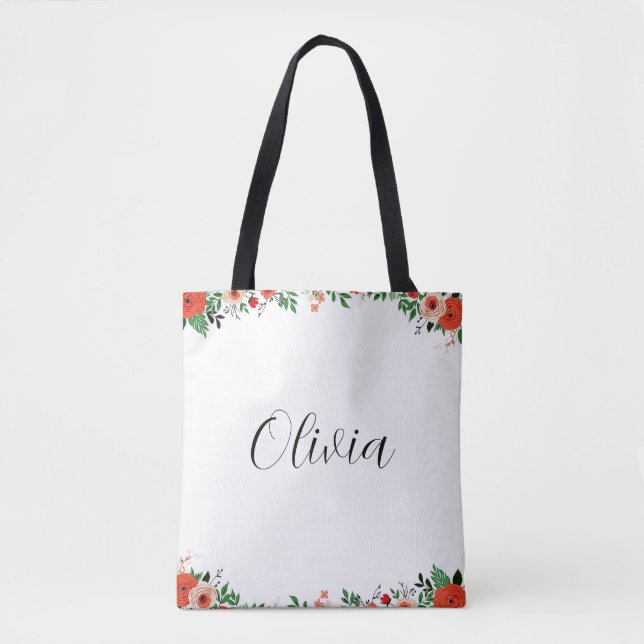 Tote Bag Joli Nom Olivia de Dessin Animé Féminin Tendance a (Devant)