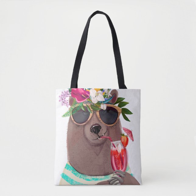 Tote Bag Joli ours de caricature d'été (Devant)
