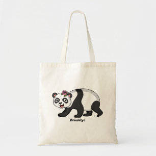 Tote Bag Joli ours de panda joyeux avec dessin animé sur le