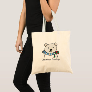 Tote Bag Joli Ours Polaire "Bienvenue Cosy d'Hiver" Kawai