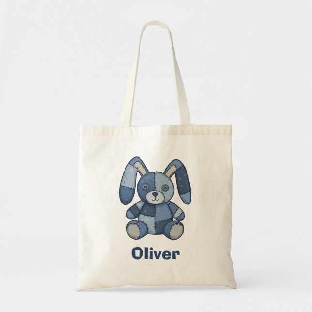 Tote Bag Joli patchwork en jean de lapin  (Devant)