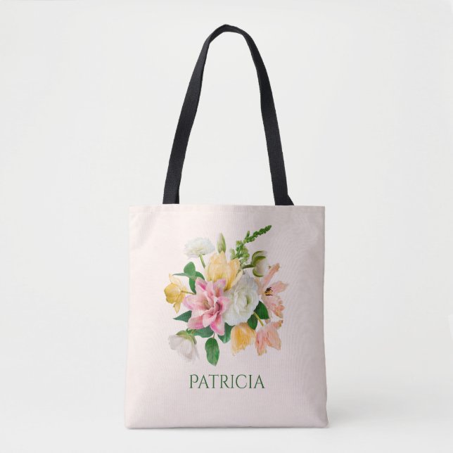 Tote Bag Joli Peach Spring Floral Personnalisé (Devant)