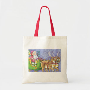 Tote Bag Joli Père Noël de dessin animé de Noël Cerf-volant
