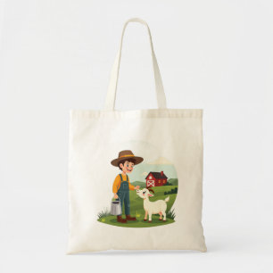 Tote Bag Joli petit garçon fermier chèvre