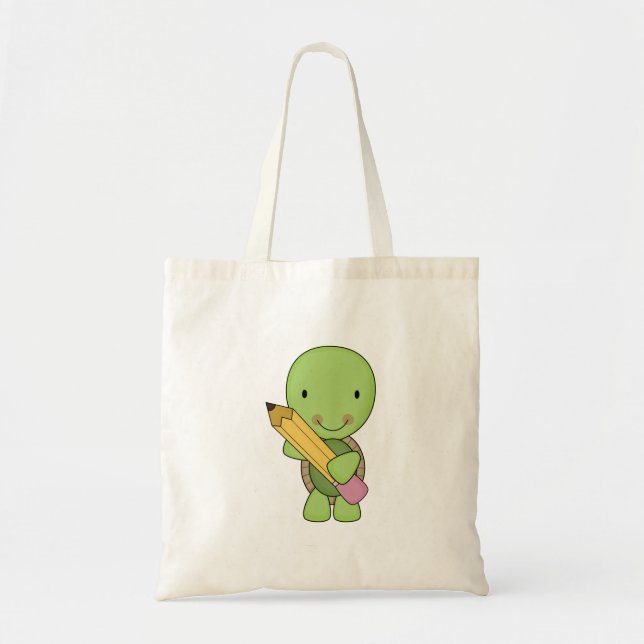 Tote Bag joli petit tortue crayon (Devant)