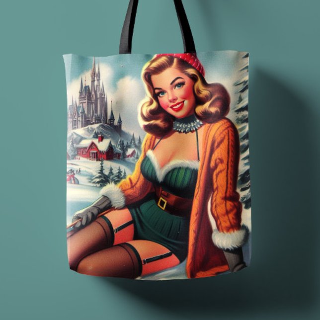 Tote Bag Joli Pin-up Rétro Hiver (Créateur téléchargé)