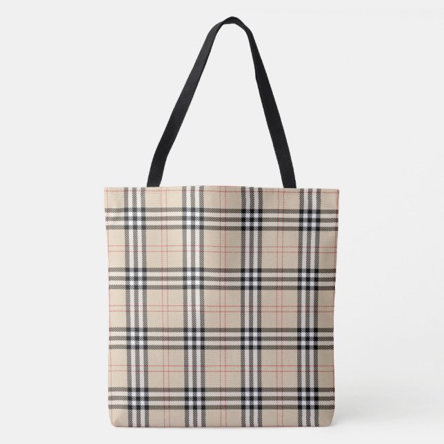 Tote Bag Joli Plaid Beige (Devant)