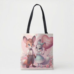 Tote Bag Joli renard de caricature Saint Valentin