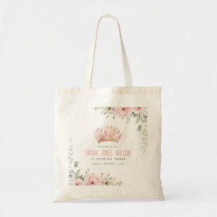 Tote Bag Joli rose princesse Crown Tiara Floral Anniversair