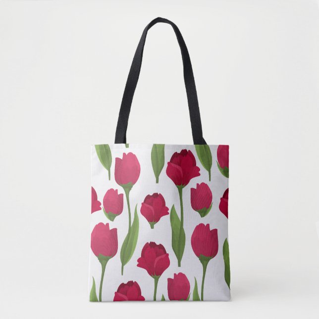 Tote Bag Joli Roses botaniques rose rouge (Devant)